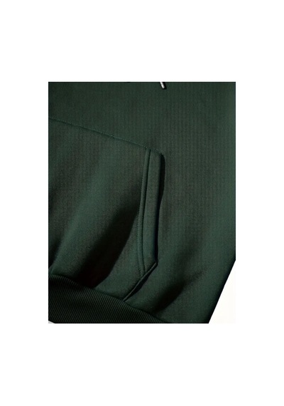Herkesemoda Tatlı Kurdele Baskı Detaylı Kapüşonlu Sweatshırt Yeşil