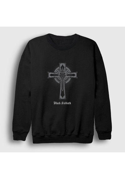 Presmono Unisex Cross Black Sabbath Sweatshirt Siyah