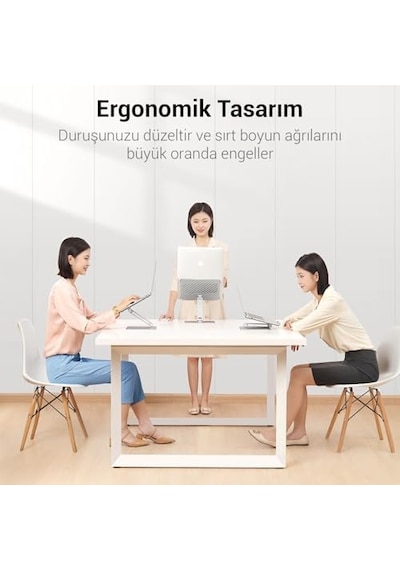 Juo Alüminyum Notebook Standı Yükseklik Ve Eğim Ayarlı Ergonomik Metal Laptop Standı 11-17 İnch Arası Notebook Dizüstü Bilgisayar Standı, Ayarlanabilir