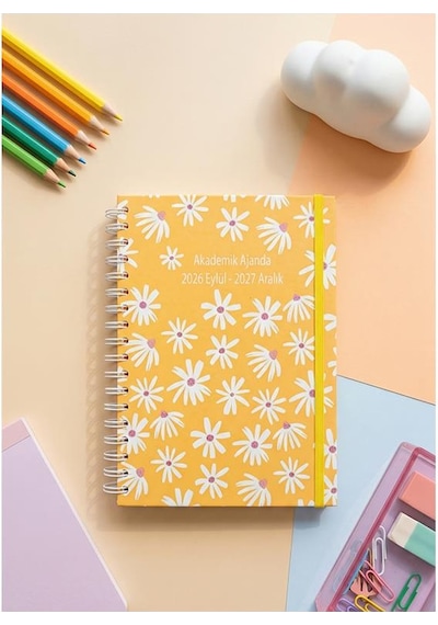 Lizy 2026-2027 Spiralli Akademik Planlayıcı Ajanda 17x24 Cm Tasarım-7 Sarı