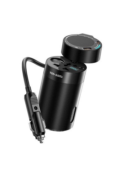 Ven-dens Vd-cc024 200w Maksimum Toplam Çıkışlı Araç İnvertörü, 12 24v Giriş, 200 240v 150w Ac Priz, 12v Dc Çıkış, Usb Ve Type-c Hızlı Şarj, Dahili Type-c Kablo