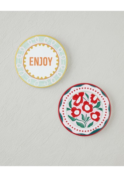 English Home Bright Parade Seramik Bardak Altlığı 10 Cm Kırmızı - Yeşil Kırmızı - Yeşil