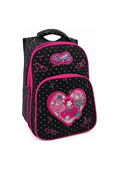 Benekli Flamingo Okul Sırt Çantası Yerli Üretim Çok Bölmeli Öğrenci Çantası 40x30x15 Cm Çok Renkli