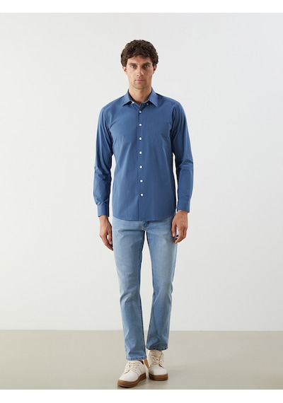 Lcwaıkıkı Classic Lacivert Regular Fit Uzun Kollu Poplin Erkek Gömlek