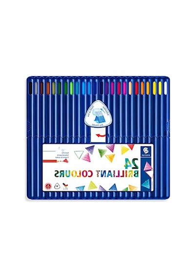 Ergonomik Üçgen Kuru Boya Kalemi - 24'lü Set 124-Pembe