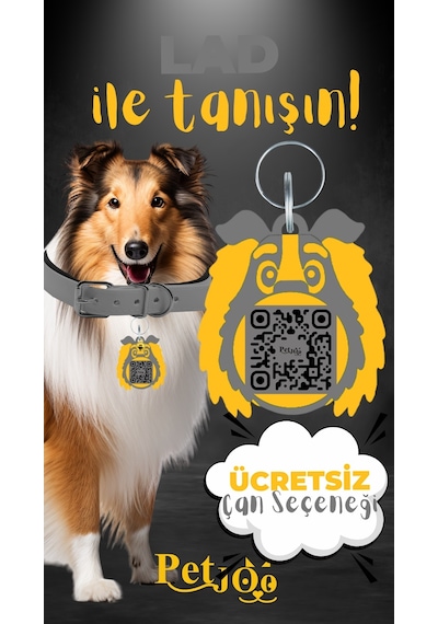 Petjoo 23.Lad Sarı-Gri Qr'lı Köpek Künyesi