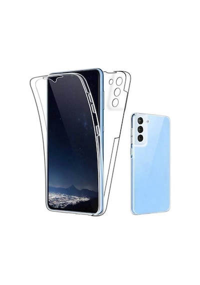 Adige Samsung Galaxy S22 Uyumlu Kılıf Ön Arka 360 Koruma Arka Sert Mika Ön Silikon Şeffaf
