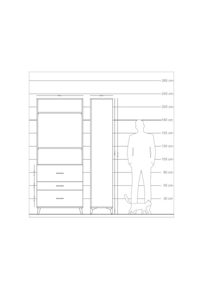 Arges Dolap 3 Raflı 3 Çekmeceli 88x30x221 Antrasit-çam Antrasit