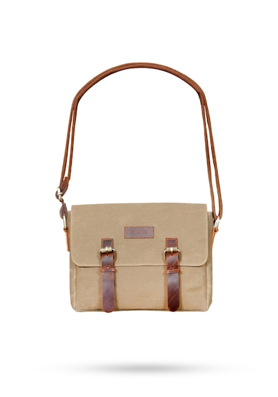Gillario Design 01 Kanvas - Deri Postacı Çanta Camel