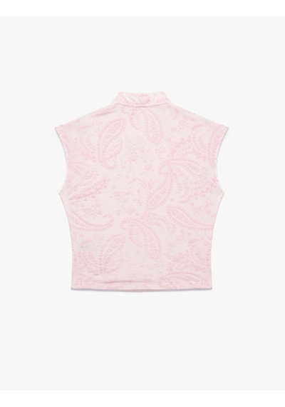 Koton Slim Fit Kolsuz Düğmeli Qipao Yaka Tül Bluz Pembe 7wal60017ık Gül