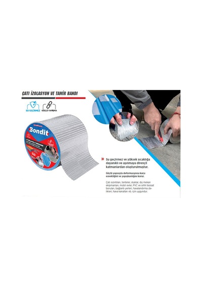 Bondit Çatı Ses Su Yalıtım Tamir Bandı Çamur Bant Gri 50 MM x 2Mt