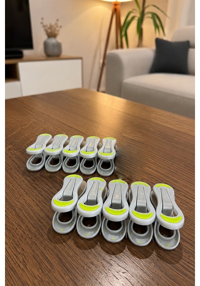 Ekstra Güçlü Mandal 10 Adet - Sağlam Yay Mekanizması - Uzun Ömürlü - Kaliteli Plastik Beyaz