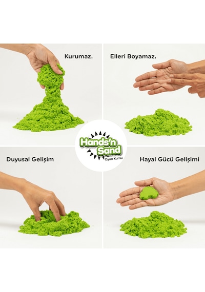 Playever Hands'n Sand Doğal Kinetik Oyun Kumu 500gr - Yeşil YEŞİL