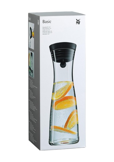 Basic Cam Su Sürahisi, 1 L, Kapaklı, Silikon Kapaklı, Akıllı Kapak Teknolojisi, Siyah