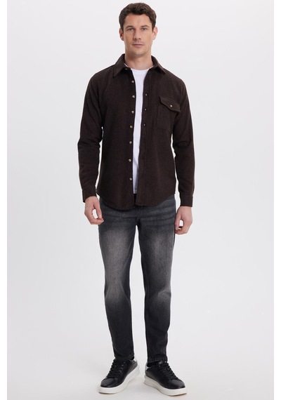 Tudors Erkek Slim Fit Tek Cep Kapaklı Düz Oduncu Spor Koyu Kahve Gömlek-41583 Koyu Kahve Tudors Erkek Slim Fit Tek Cep Kapaklı Düz Oduncu Spor Koyu Kahve Gömlek-41583 Koyu Kahve