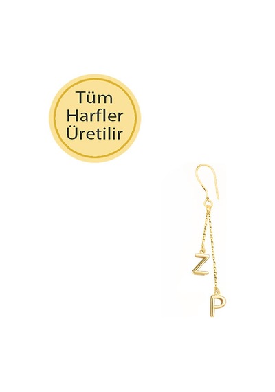 14K Altın Sallantılı Harf Tek Küpe