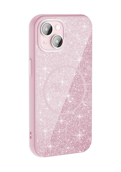 Apple Uyumlu iPhone 15 Plus Kılıf M-safe Şarj Özellikli Parlayan Simli Zore Okso Kapak 1