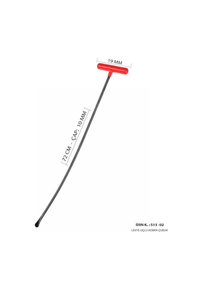 72 Cm 10 Mm Çap Levye Uçlu Kobra Boyasız Göçük Düzeltme Çubuk Seti, Pdr Çubuk - S13-02