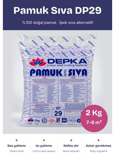 Depka Pamuk Sıva Dp29 2 Kg 7-8 M² İpek Sıva Alternatifi Isı Ve Ses Yalıtımlı Dekoratif Sıva
