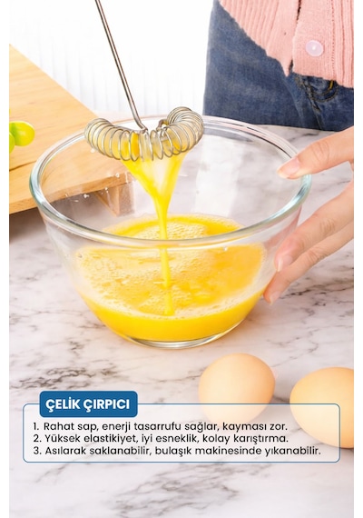 Paslanmaz Dayanıklı Çelik El Çırpıcısı Beyaz - Gümüş