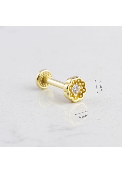Glorria Altın Papatya Tragus Piercing Çok Renkli