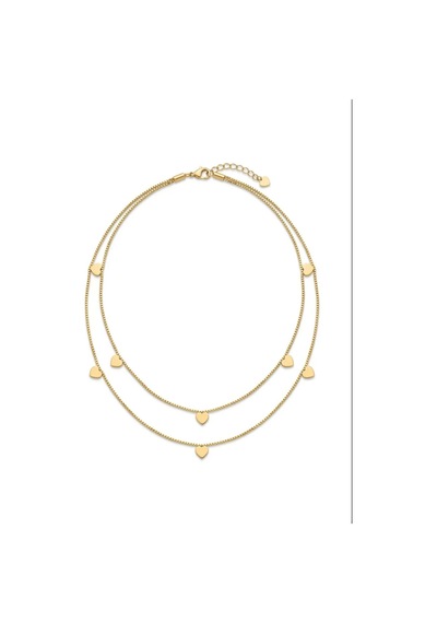 Premium Gold Çift Sıra İtalyan Yılan Zincirli Sıralı Kalp Model Kadın Bijuteri Kolye Altın