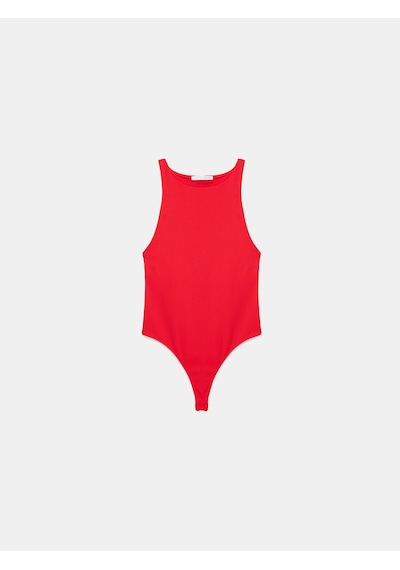 Dilvin 32836 Halter Yaka Bodysuit-kırmızı