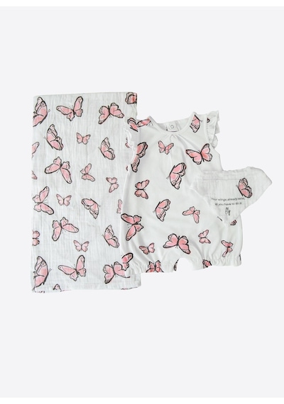 Kitikate Organik Butterfly 3'lü Set Beyaz Beyaz