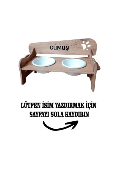 Kedi&köpek Su Ve Mama Kabı-özelisimbaskılı-meşe-meşemdf-2kademe-küçükortaırk-seramikbeyazkase-2 400