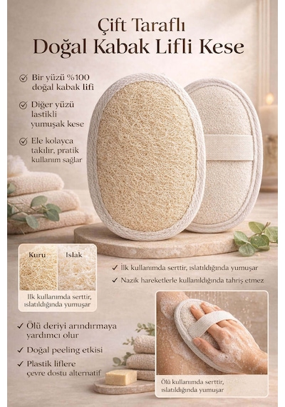 Kabak Lifli Oval Lastikli Yüz Ve Vücut Kesesi