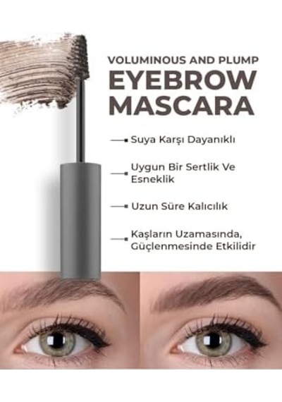 Suya Dayanıklı Kalıcı Etki Yoğun Pigmentli Kahverengi Kaş Sabitleyici Maskara - Eyebrow Mascara 802 0