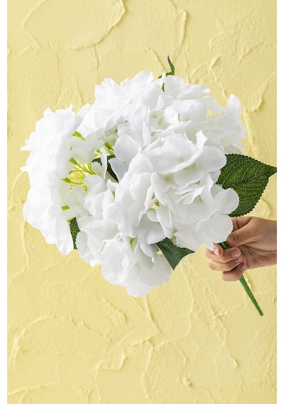 Yapay Ortanca Çiçeği 35 Cm 7 Dal Beyaz