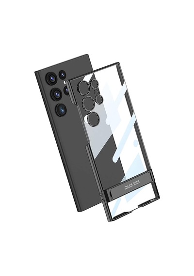 Galaxy Uyumlu S24 Ultra Kılıf Zore Kamera Korumalı Şeffaf Dikey Standlı Ays Kapak 1