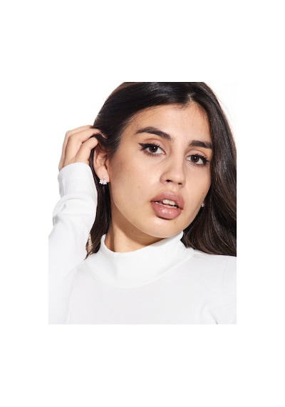Alya Underwear Kaşkorse Yarım Boğaz Body Sweatshirt, Fitilli Kumaş, Likralı, Bordo Beyaz