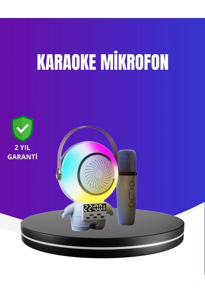 Lexroo Rgb Işıklı Astronot Bluetooth Hoparlör Karaoke Mikrofonlu