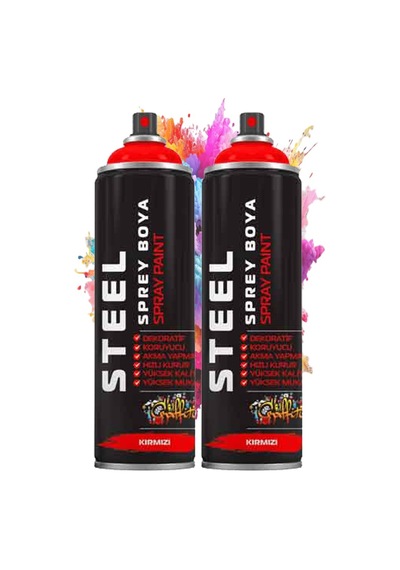Kırmızı Sprey Boya 200 Ml 2 Adet Hızlı Kuruyan Profesyonel Ahşap Plastik Demir Metal Cam Porselen Duvar Renkli Kırmızı