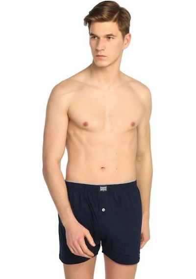 Tutku Erkek Düğmeli Penye Erkek Boxer 2'li Paket Lacivert