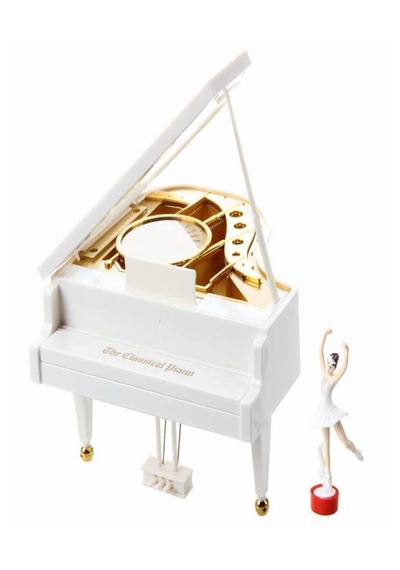 Mobgift Kuyruklu Piyano/grand Piano Kurmalı Müzik Kutusu Beyaz