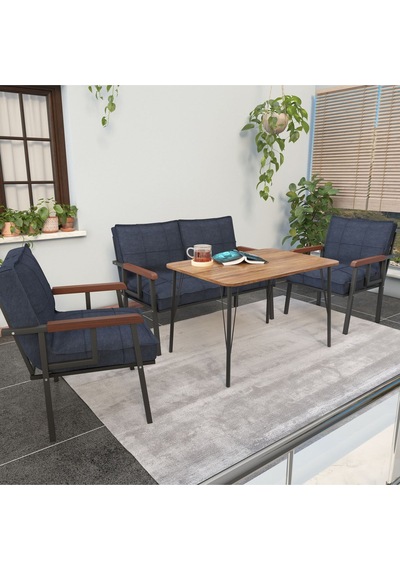 Mygusi Modern Balkon, Bahçe, Cafe - Metal Kanepe Koltuk Takımı - 2+1+1 Masa Lacivert Mygusi Modern Balkon, Bahçe, Cafe - Metal Kanepe Koltuk Takımı - 2+1+1 Masa Lacivert