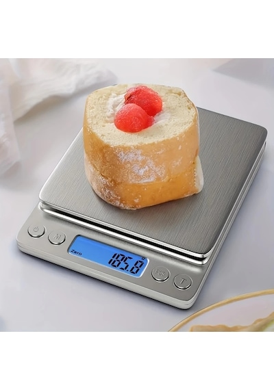 Pratik Dijital Hassas Mutfak Terazisi Hassas Tartı 2000 Gr./0.1 Gr. Hassasiyet Gümüş