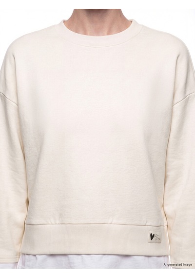 Lcw Comfort Bej Bisiklet Yaka Oversize Kadın Sweatshirt