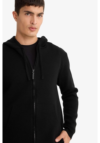 Defacto Relax Fit Kapüşonlu Fermuarlı Triko Hırka F3831ax25aubk81 Siyah