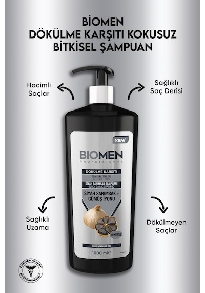 Biomen Siyah Sarımsak&Gümüş Losyonu Dökülme Karşıtı Şampuan 1 L