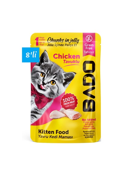 Bado Yavru Yaş Kedi Maması Tavuk Etli 85gr 8'li