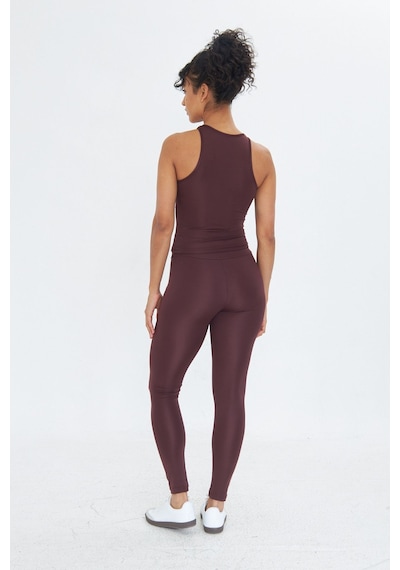 Sportempt Lesa Wear Çapraz Detaylı Basic Spor Crop Atlet Kahverengi