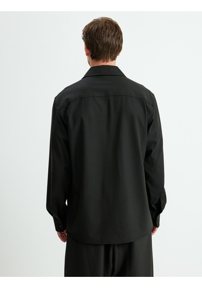 Koton Slim Fit Gömlek Uzun Kollu Yarım İtalyan Yaka Pamuklu Siyah 5wam60110hw Siyah