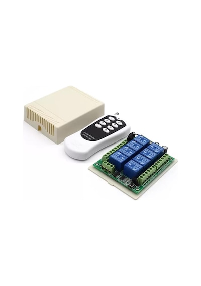 12V 433MHz 8 Kanallı Kablosuz Kumandalı RF Alıcılı Röle Modülü (Kutulu)