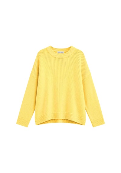 Vadon 1039 Kadın Salaş Yumuşak Dokulu Oversize Basic Triko Kazak Sarı
