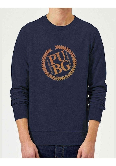 Pubg Public Baskılı Indigo Mavi Lacivert Erkek Örme Sweatshirt
