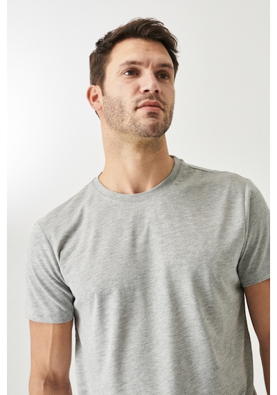 AC&Co / Altınyıldız Classics 4A4800000001GMJXS Slim Fit Bisiklet Yaka Pamuklu Erkek Tişört Gri Melanj